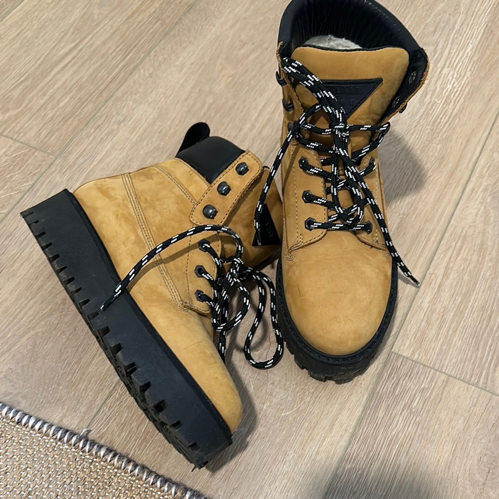 Tan Suede High-Top Boots